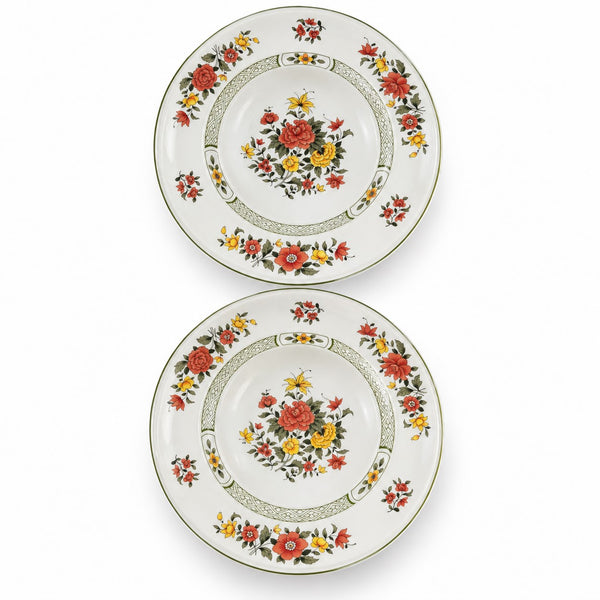 Paire de grandes assiettes de présentation Villeroy & Boch Summerday en vitro-porcelaine à décor floral