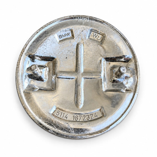 Emblème BMW vintage rond bombé en métal et plastique – années 1980 – diamètre 82 mm