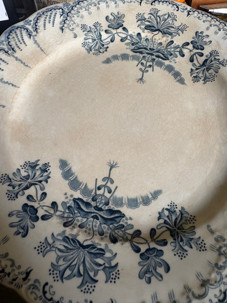 Lot de 6 assiettes plates anciennes patinées Saint-Amand et Hamage « Régence »