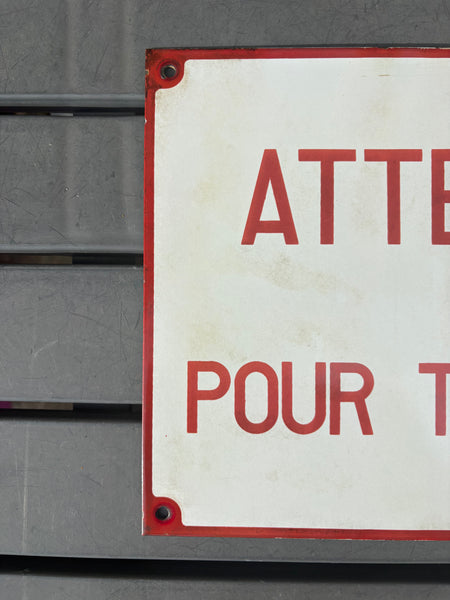 Plaque émaillée ancienne SNCF « Attention pour traverser » – signalétique ferroviaire
