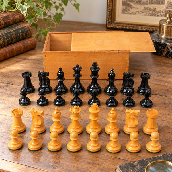 Grand jeu d’échecs vintage en bois, roi de 10,5 cm, possible Lardy, avec boîte de rangement