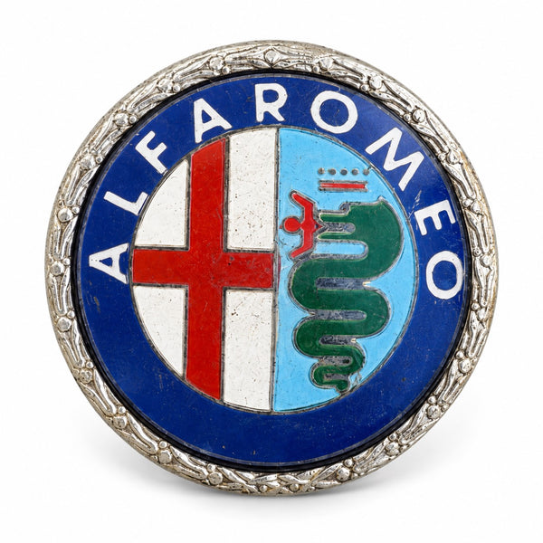 Emblème logo Alfa Romeo vintage bombé en aluminium et plastique – 54 mm