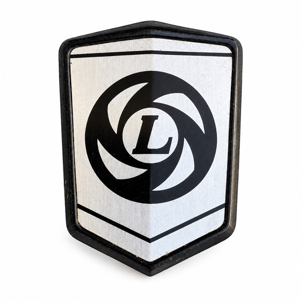 Emblème automobile vintage Austin Mini Leyland en métal – Logo noir et argent