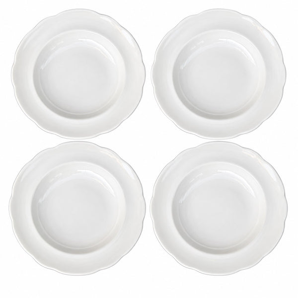Lot de 4 assiettes creuses anciennes Pyroblan Sarreguemines – Porcelaine hôtelière vitrifiée
