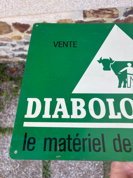 Plaque publicitaire ancienne Diabolo Manus – tôle lithographiée – matériel de traite - Agriculture