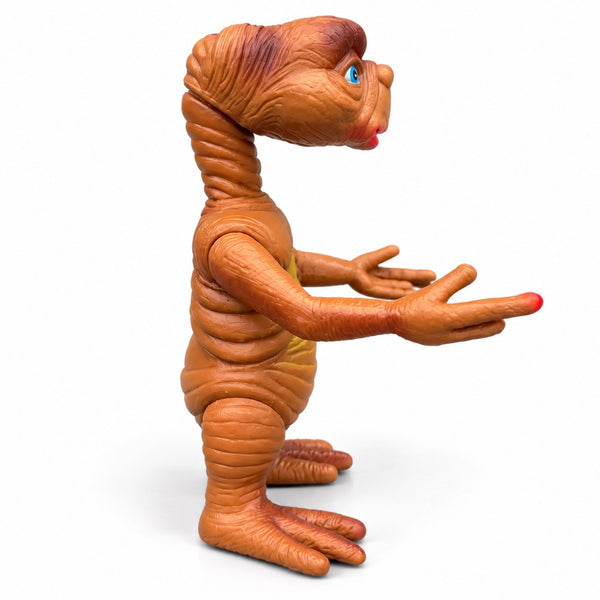 Figurine articulée vintage E.T. l’extraterrestre en vinyle à yeux bleus – Années 1980 – H. 19 cm