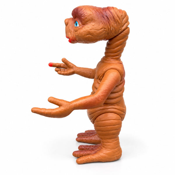 Figurine articulée vintage E.T. l’extraterrestre en vinyle à yeux bleus – Années 1980 – H. 19 cm