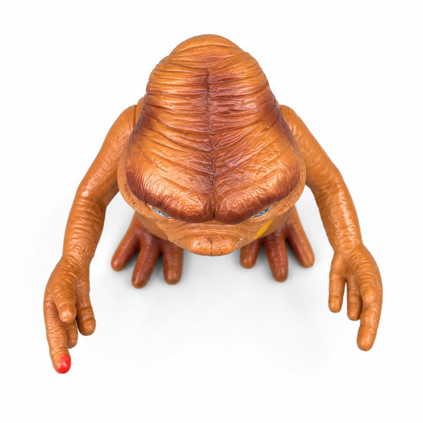 Figurine articulée vintage E.T. l’extraterrestre en vinyle à yeux bleus – Années 1980 – H. 19 cm