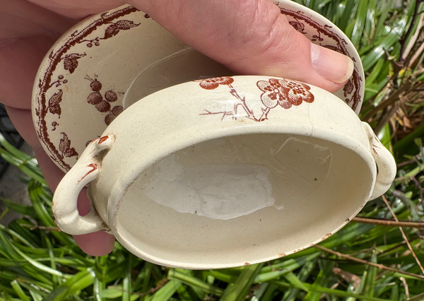 Moutardier ancien en faïence sans couvercle – Modèle Carmen – Sarreguemines