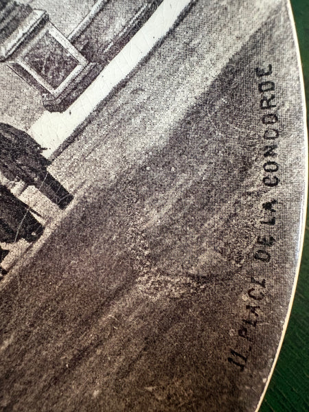 Ancienne assiette à dessert 19,5 cm en faïence HB Choisy-le-Roi – Modèle « Paris - 11. Place de la Concorde »