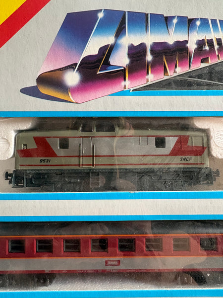 Coffret train électrique vintage Lima SNCF BB 9531 jamais ouvert avec 2 voitures – boîte 101800 B
