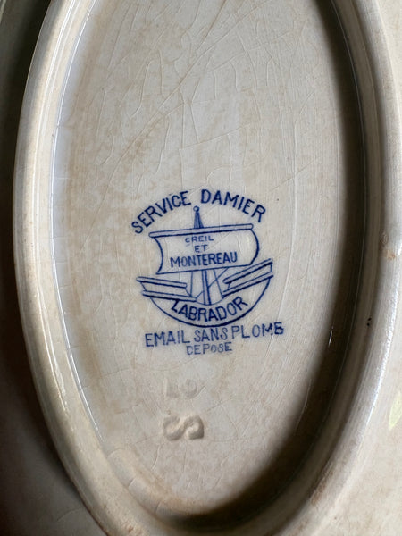 Ravier ancien en faïence patiné Creil et Montereau – Service Damier