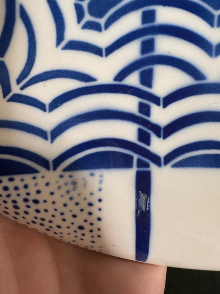 Ancien compotier bas 24.5 cm en faïence de Badonviller modèle Orival