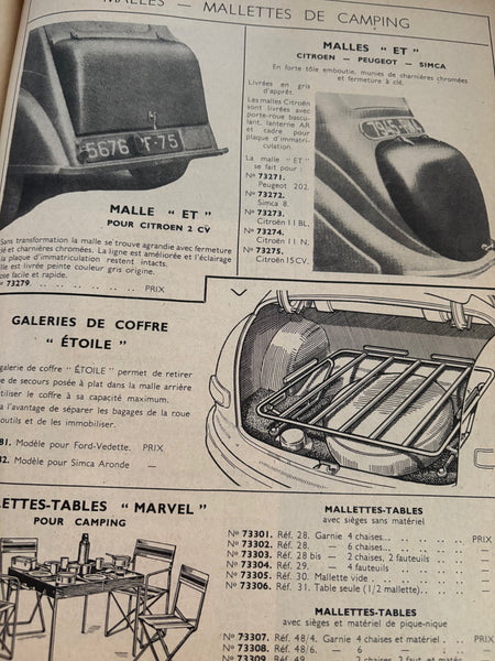 Ancien catalogue d'accessoires pour automobiles / Hardy et Augé 1952
