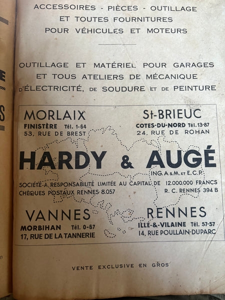 Ancien catalogue d'accessoires pour automobiles / Hardy et Augé 1952