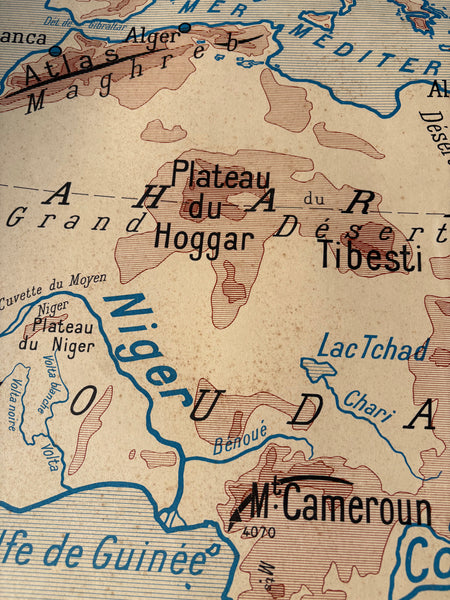 Carte scolaire vintage Nalliers / Afrique Politique / Afrique Physique