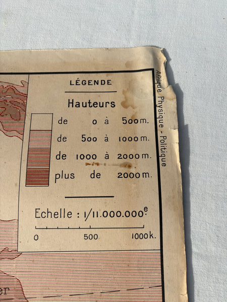 Carte scolaire vintage Nalliers / Afrique Politique / Afrique Physique