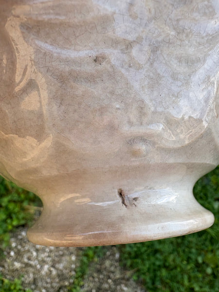 Ancien bol en faïence patinée / en barbotine d'Onnaing ? / Fleur de lys / no Creil