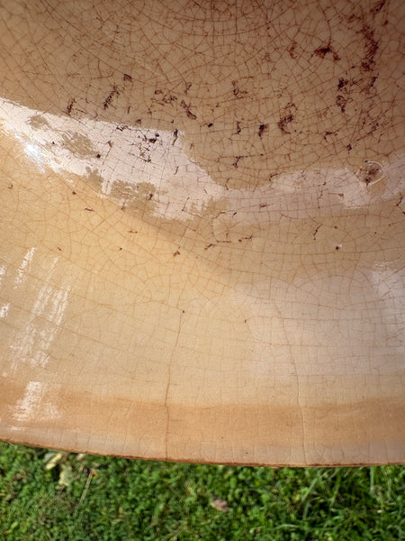 Ancien bol en faïence patinée de Creil et Montereau 619 / vigne / raisin / liseron