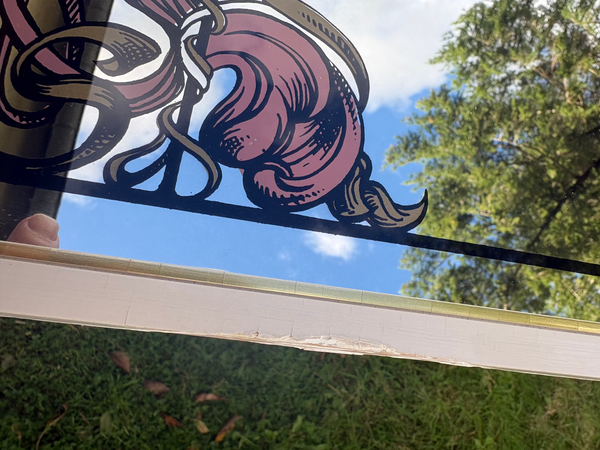 Miroir publicitaire sérigraphié 33 cm x 48 cm / Moët & Chandon style Mucha