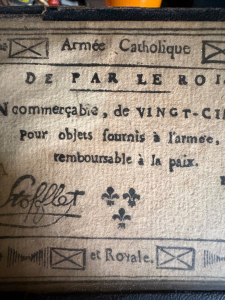 Assignat royaliste de 25 livres – Armée Catholique et Royale – Guerre de Vendée (1793-1796)