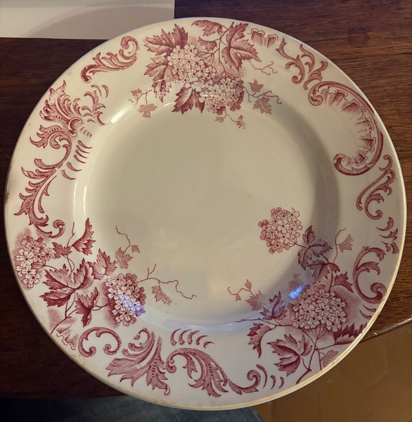 Paire d'assiettes plates en faïence de St Amand et Hamage Nord modèle Boule de Neige