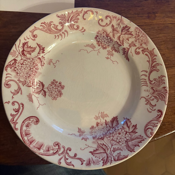 Paire d'assiettes plates en faïence de St Amand et Hamage Nord modèle Boule de Neige