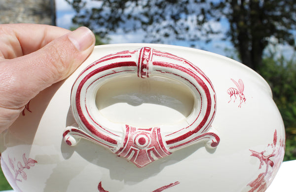 Grande soupière ancienne en faïence de Sarreguemines modèle Favori