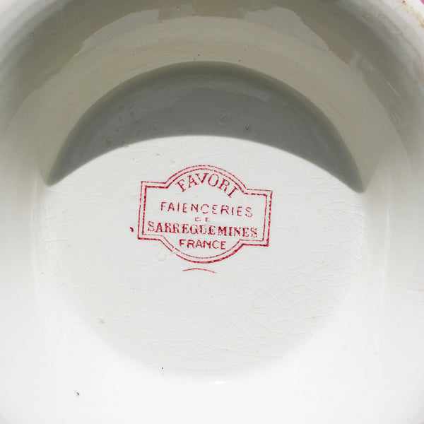 Grande soupière ancienne en faïence de Sarreguemines modèle Favori