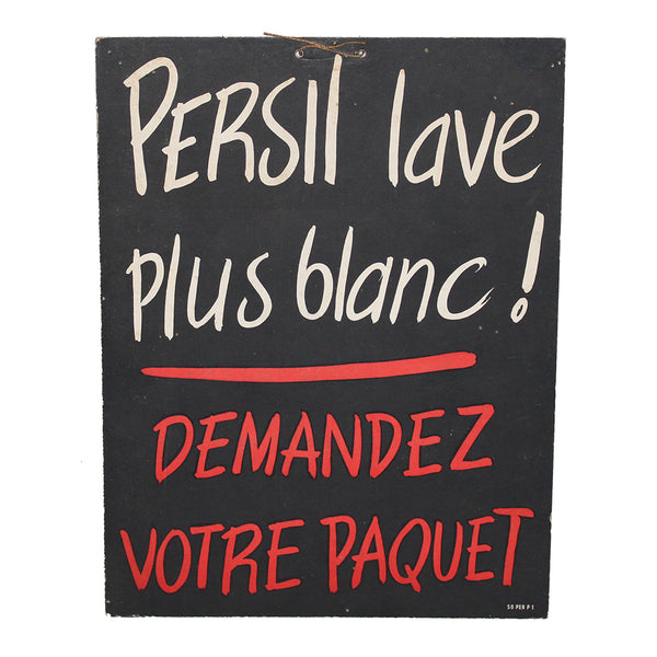 Ancien carton publicitaire lessive Persil lave plus blanc !