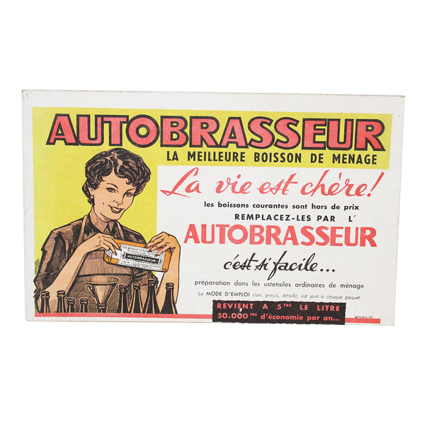 Ancien carton publicitaire Autobrasseur la mailleure boisson de ménage