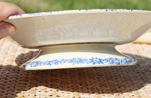 Ancienne assiette montée en faïence patinée de HB & Cie / Choisy le Roi modèle à fruits