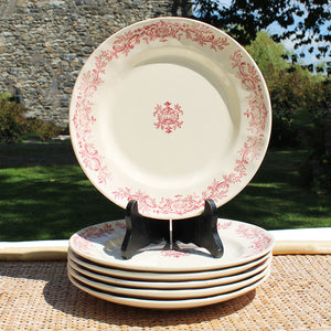 Ensemble de 6 assiettes plates 24.5 cm en faïence de Longchamp modèle Régent