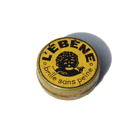 Ancienne petite boîte publicitaire en tôle 3.9 cm / Cire encaustique L'Ébène