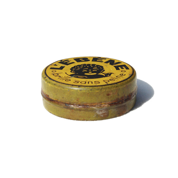 Ancienne petite boîte publicitaire en tôle 3.9 cm / Cire encaustique L'Ébène