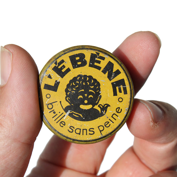 Ancienne petite boîte publicitaire en tôle 3.9 cm / Cire encaustique L'Ébène