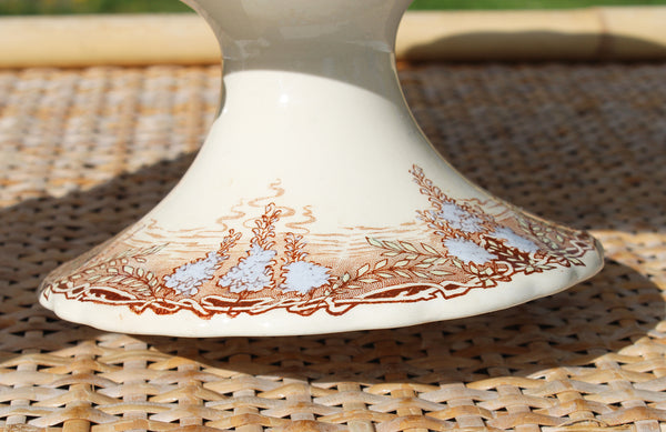 Ancien compotier en faïence polychrome / Creil et Montereau modèle Cygne