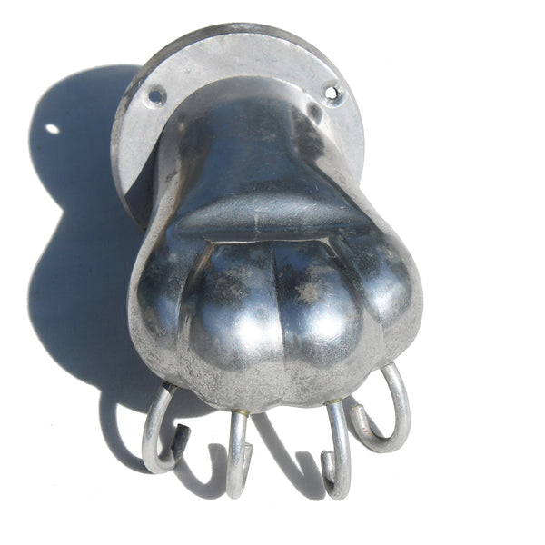 Patère vintage en aluminium / Patte de lion / Accroche torchons / 4 crochets