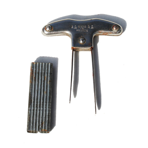 Ancien tire-bouchon à lames / bilame / AS