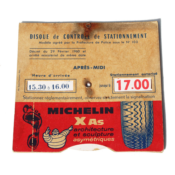 Ancien disque publicitaire de contrôle de stationnement / Michelin X As