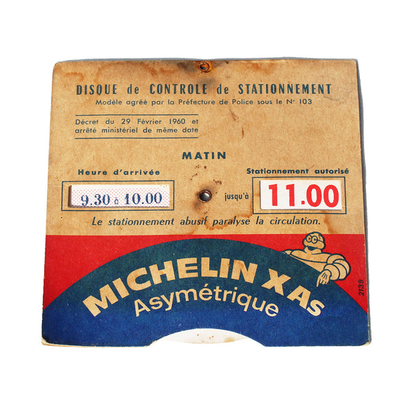 Ancien disque publicitaire de contrôle de stationnement / Michelin X As