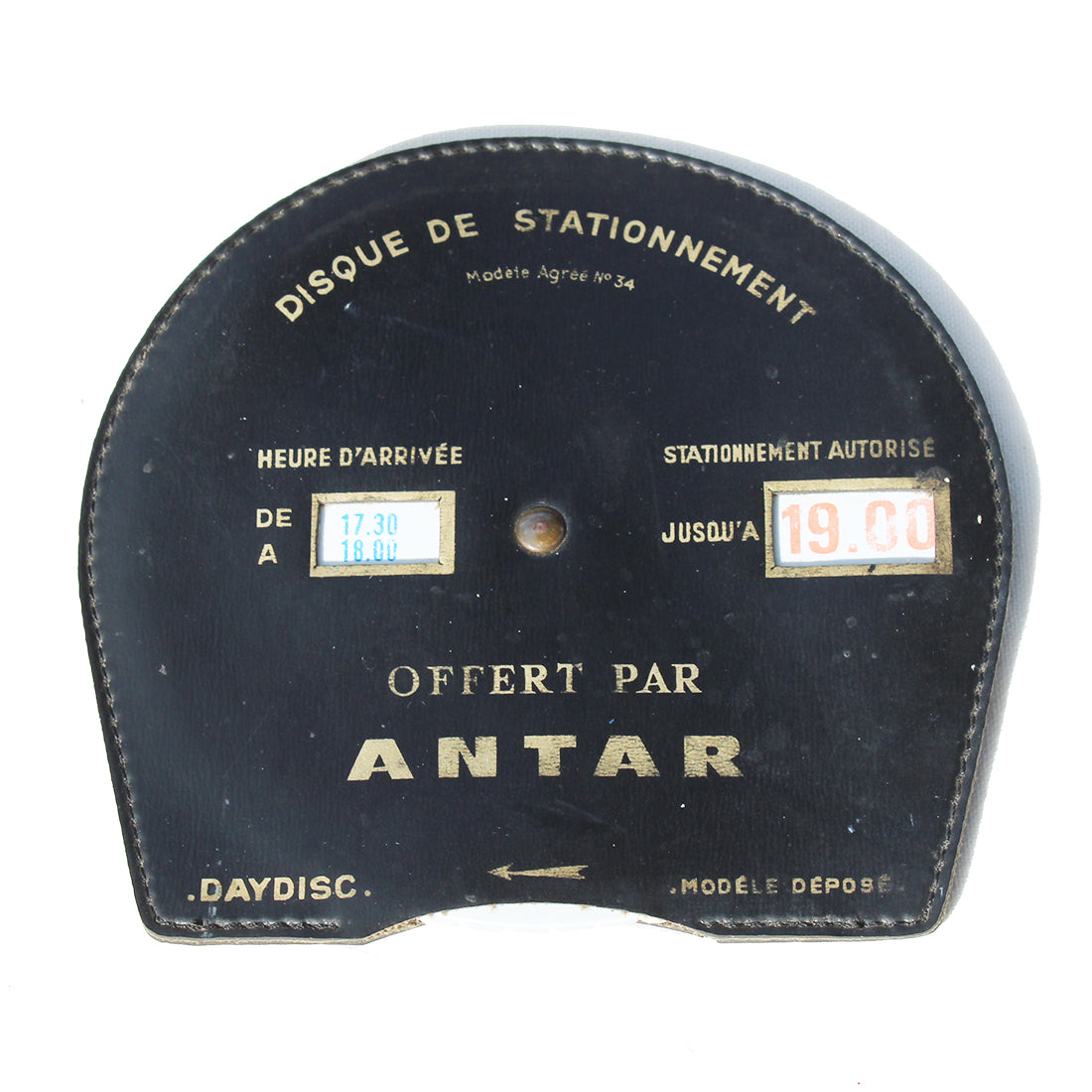 Ancien disque publicitaire de contrôle de stationnement / Antar