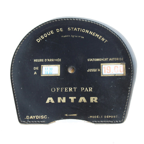 Ancien disque publicitaire de contrôle de stationnement / Antar