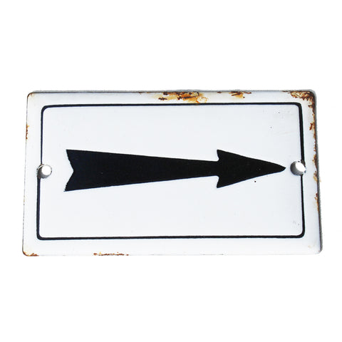 Petite plaque émaillée 10 cm x 6 cm / flèche de direction