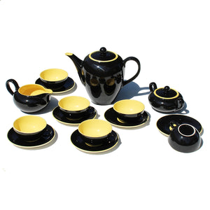 Service à café vintage complet 6 tasses Villeroy & Boch modèle Biarritz jaune