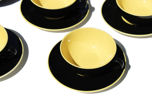 Service à café vintage complet 6 tasses Villeroy & Boch modèle Biarritz jaune