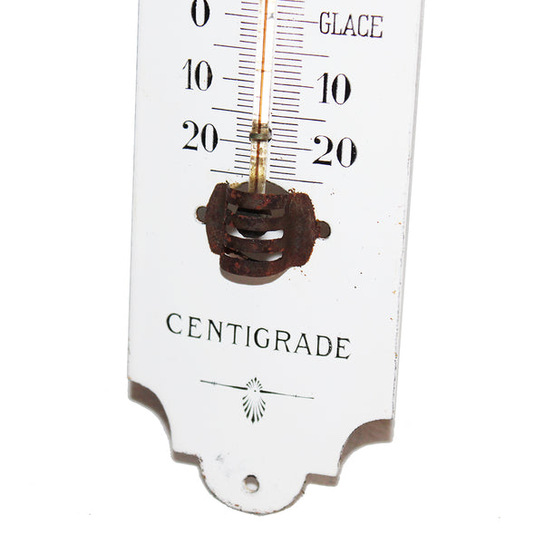 Ancien thermomètre sur plaque émaillée 25 cm degrés Celsius Centigrade