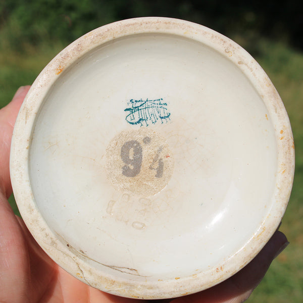 Ancien grand pot à confiture publicitaire 15 cm Félix Potin Paris en grès vernissé