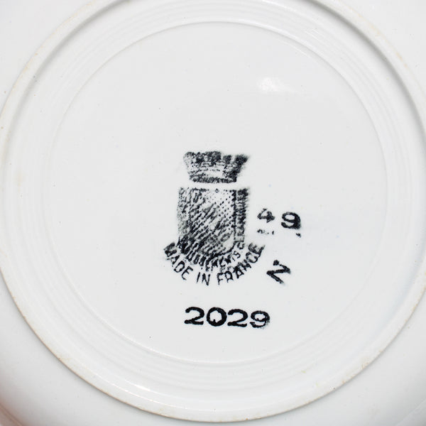 Ensemble de 4 assiettes creuses en faïence de Saint Amand numérotées 2029