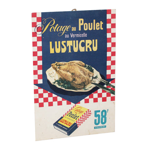 Ancien carton publicitaire Lustucru prix du Potage au Poulet au Vermicelle